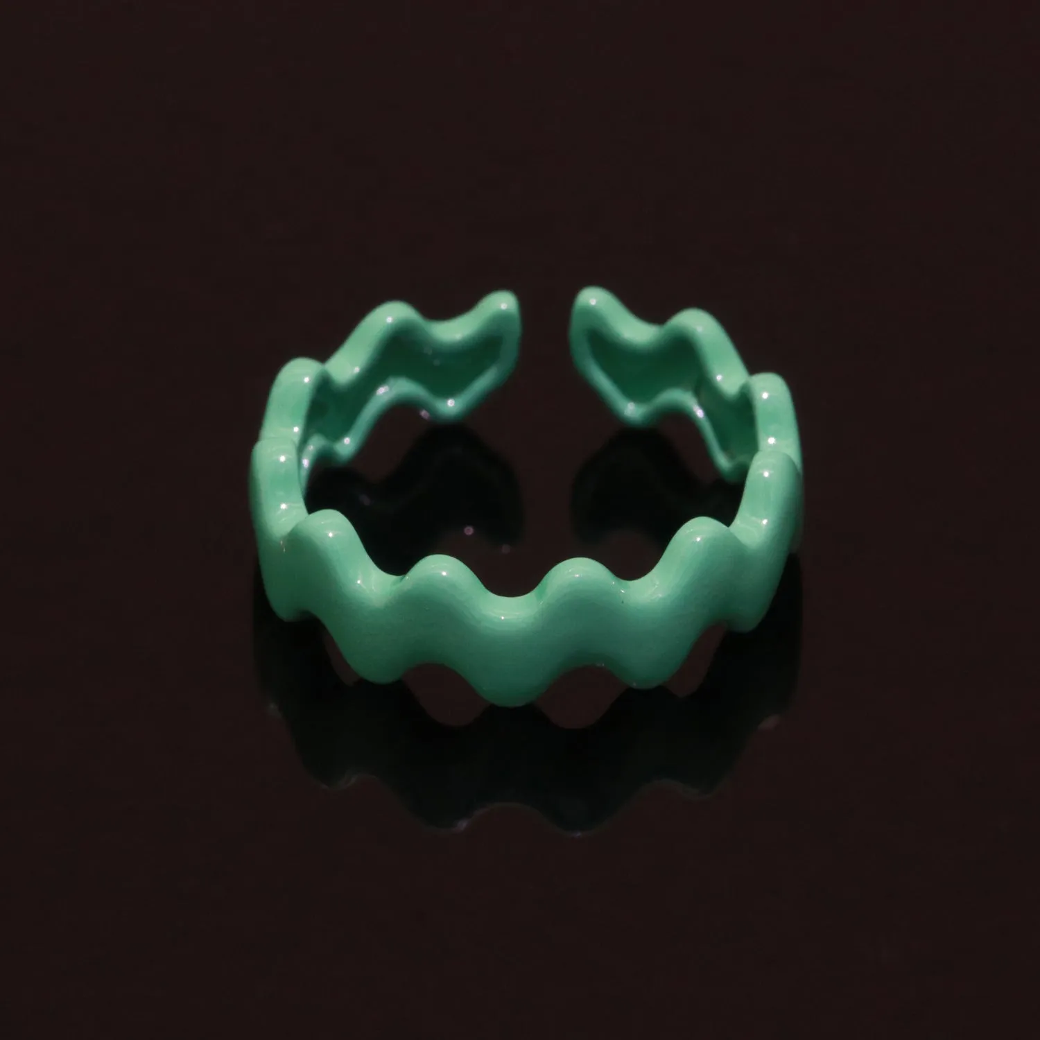 Chunky Brass Enamel Ring The Wave Open Adjustable Ring for Stackable Y2K Ring