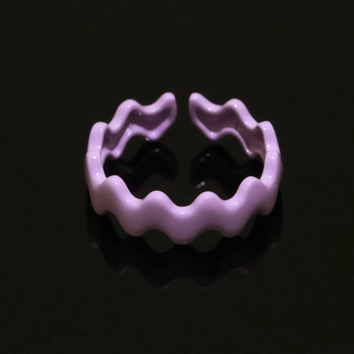 Chunky Brass Enamel Ring The Wave Open Adjustable Ring for Stackable Y2K Ring