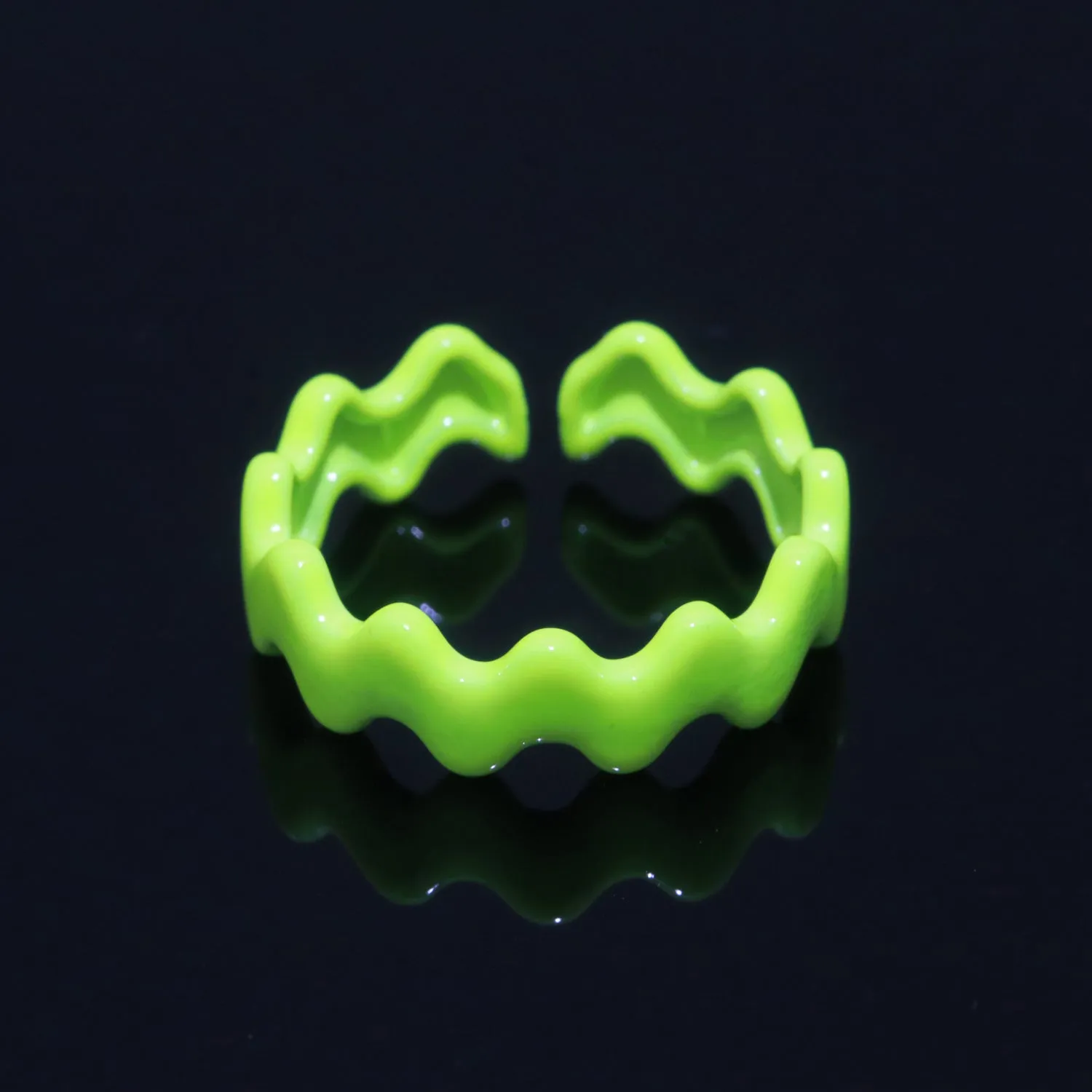 Chunky Brass Enamel Ring The Wave Open Adjustable Ring for Stackable Y2K Ring