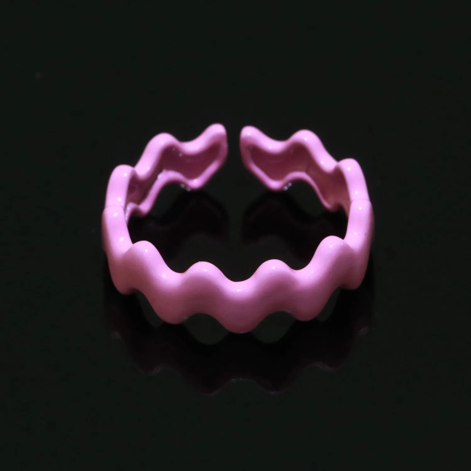 Chunky Brass Enamel Ring The Wave Open Adjustable Ring for Stackable Y2K Ring