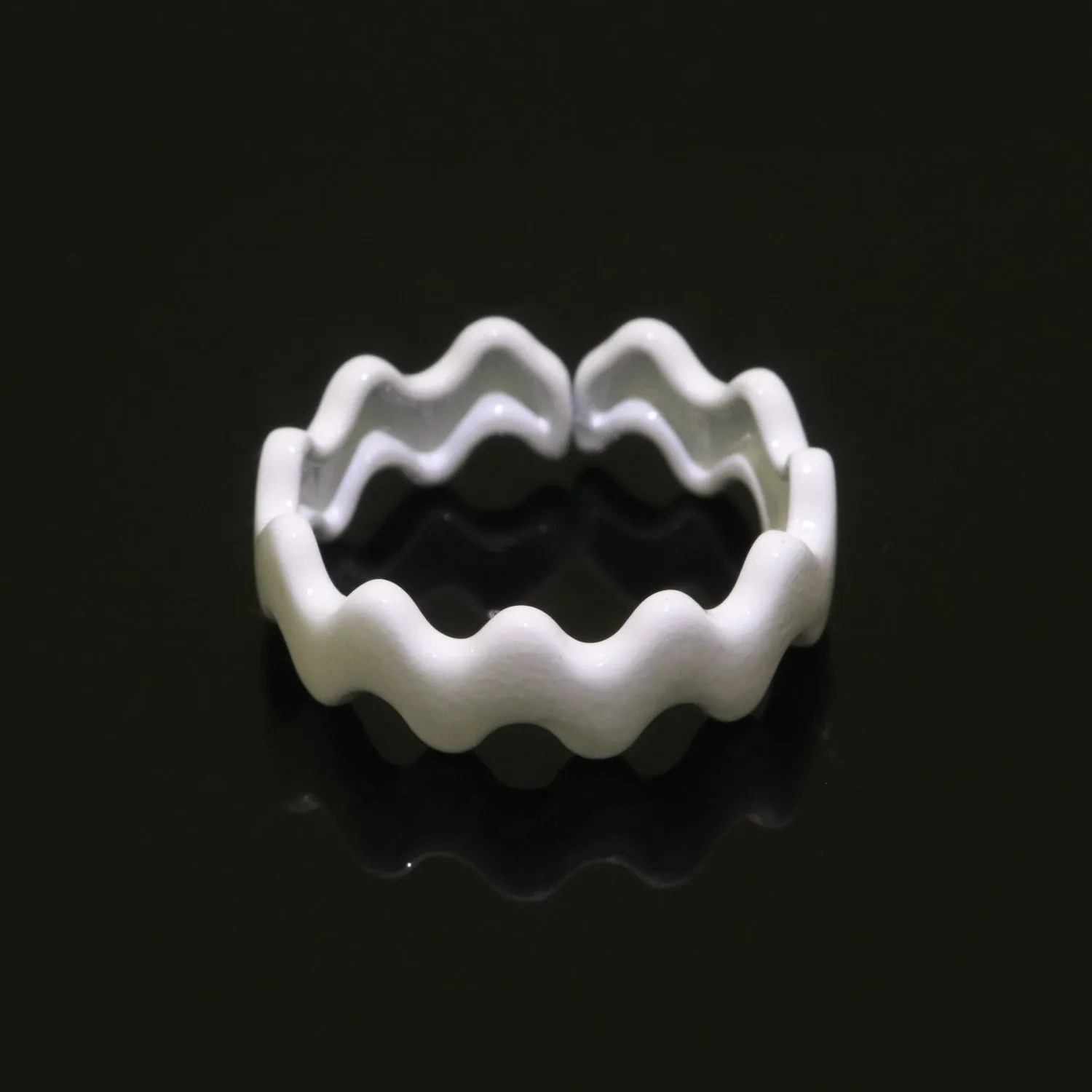 Chunky Brass Enamel Ring The Wave Open Adjustable Ring for Stackable Y2K Ring