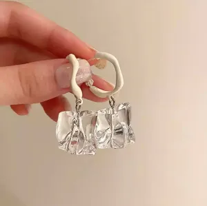 Chunky earrings , clear white earrings , acrylic earrings , ice cube earrings , white earrings , statement earrings