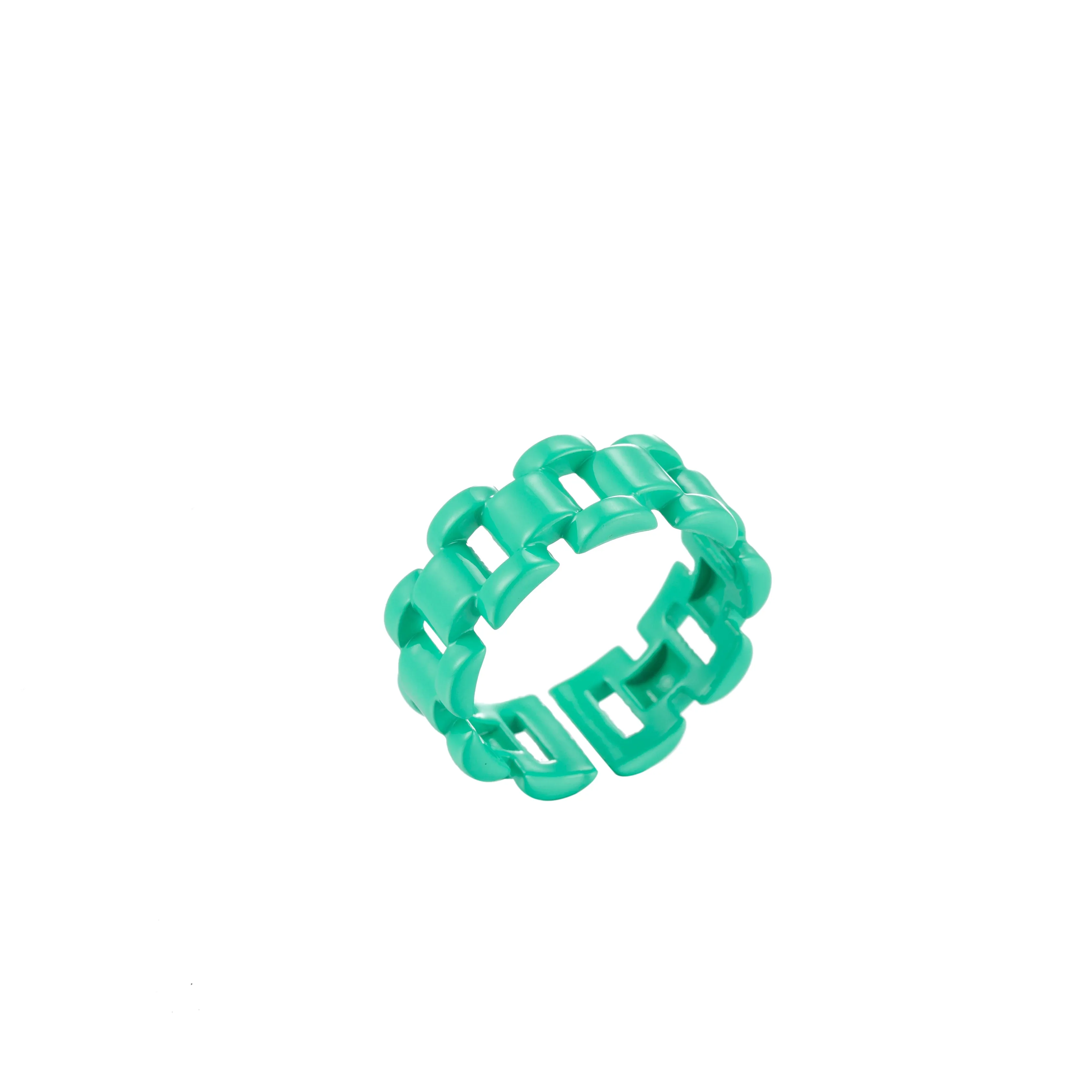 Chunky Y2K style retro ring Open Adjustable Colorful Watch Chain Link ring Summer Trend Rings Neon Enamel Chain for Fun Stackable Jewelryg Yellow Green Blue Purple Pink Teal Neon Ring Jewelry Size 6.5