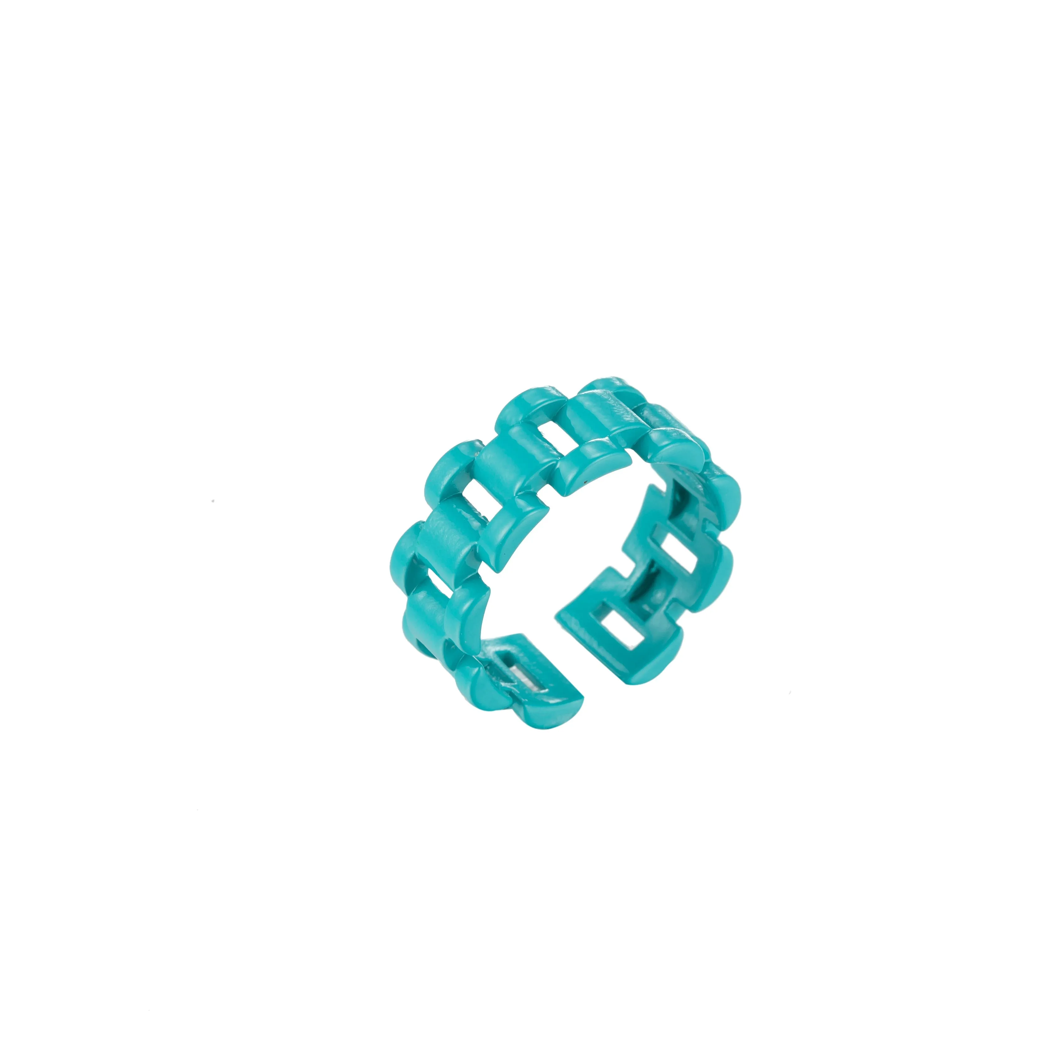 Chunky Y2K style retro ring Open Adjustable Colorful Watch Chain Link ring Summer Trend Rings Neon Enamel Chain for Fun Stackable Jewelryg Yellow Green Blue Purple Pink Teal Neon Ring Jewelry Size 6.5
