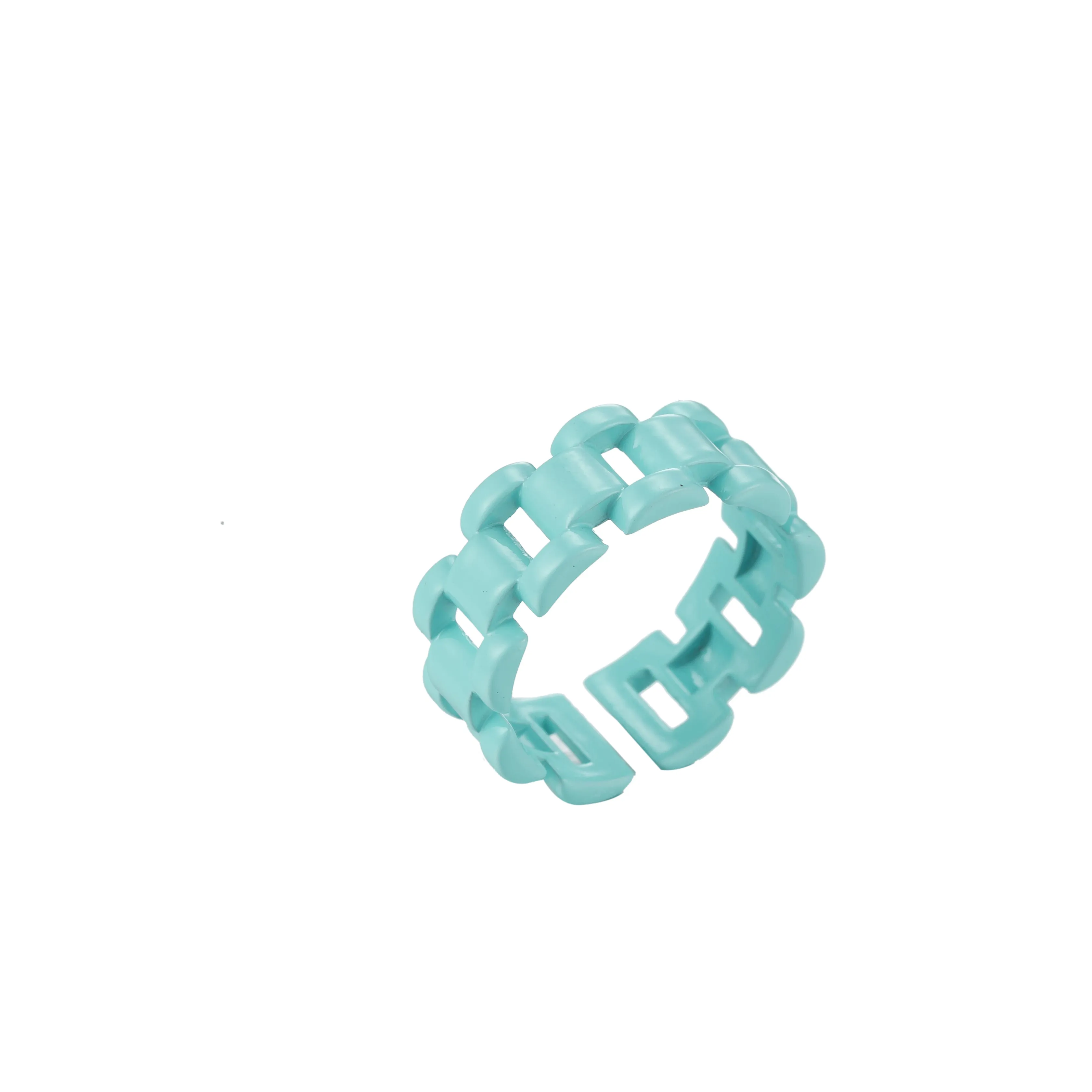 Chunky Y2K style retro ring Open Adjustable Colorful Watch Chain Link ring Summer Trend Rings Neon Enamel Chain for Fun Stackable Jewelryg Yellow Green Blue Purple Pink Teal Neon Ring Jewelry Size 6.5