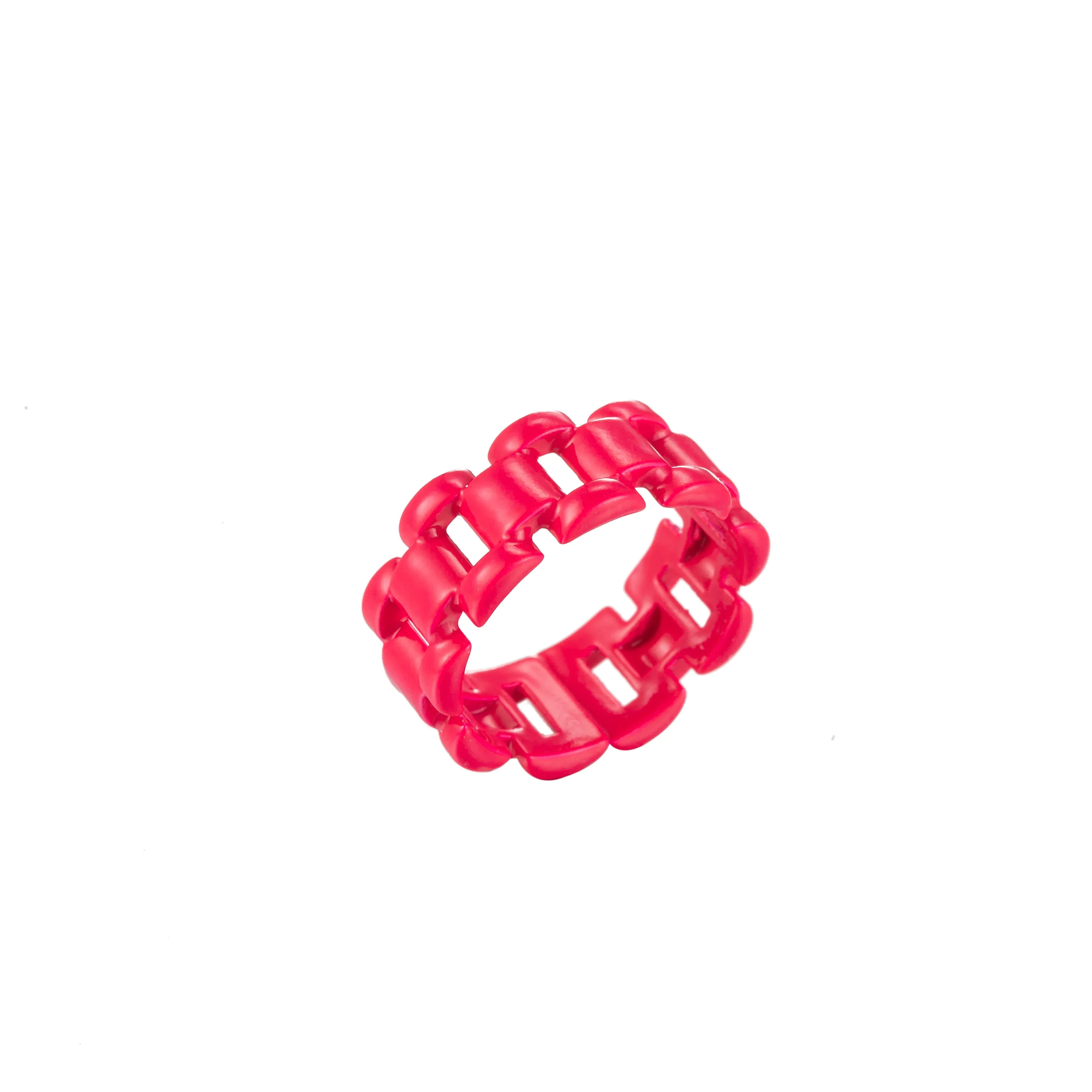 Chunky Y2K style retro ring Open Adjustable Colorful Watch Chain Link ring Summer Trend Rings Neon Enamel Chain for Fun Stackable Jewelryg Yellow Green Blue Purple Pink Teal Neon Ring Jewelry Size 6.5