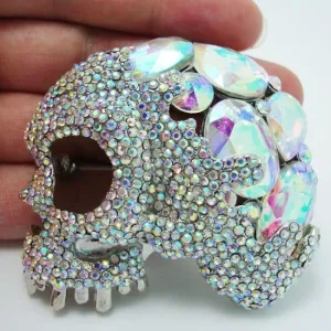 Classic luxury Halloween White Color Eye Skull Crystal Rhinestone Brooch