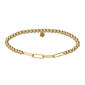Classic Paperclip | Stretchy Charm with 4mm Gold Filled beads Bracelet