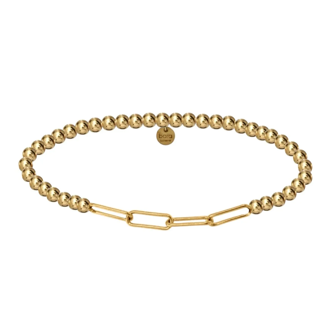 Classic Paperclip | Stretchy Charm with 4mm Gold Filled beads Bracelet