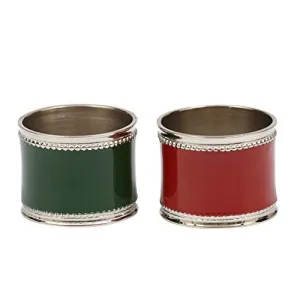 Classic Red and Green Enamel Napkin Rings (Set/4)