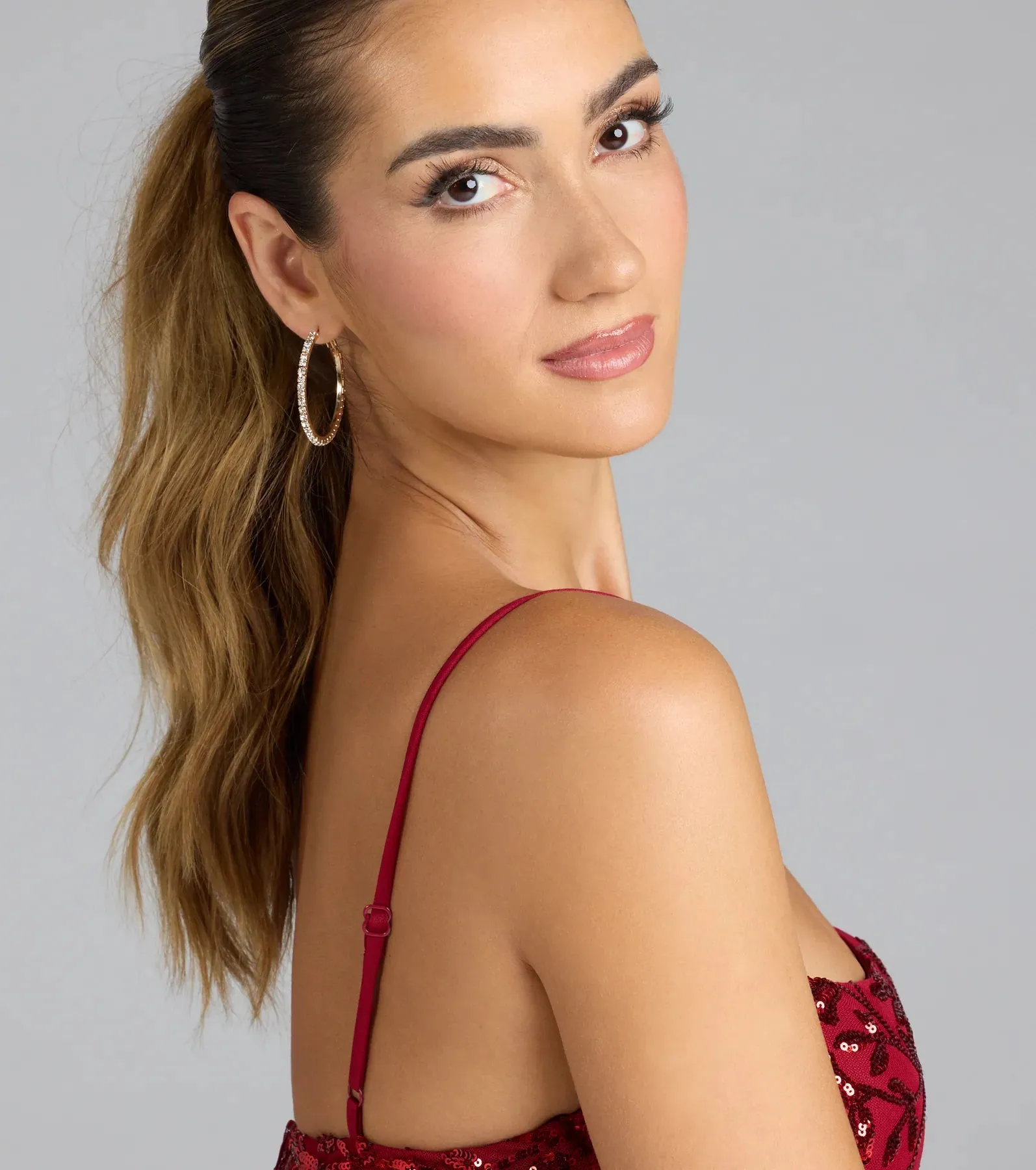 Classic Shine Rhinestone Hoop Earrings Set