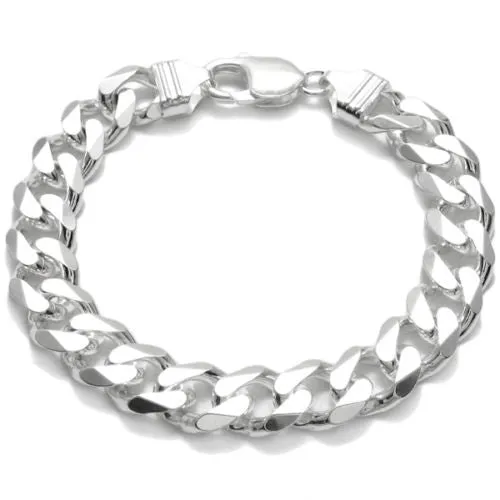 Classic Sterling Silver Cuban Link Chain Bracelet in 11mm (Gauge 300) width. Available in 8", 9", and 10" Lengths.