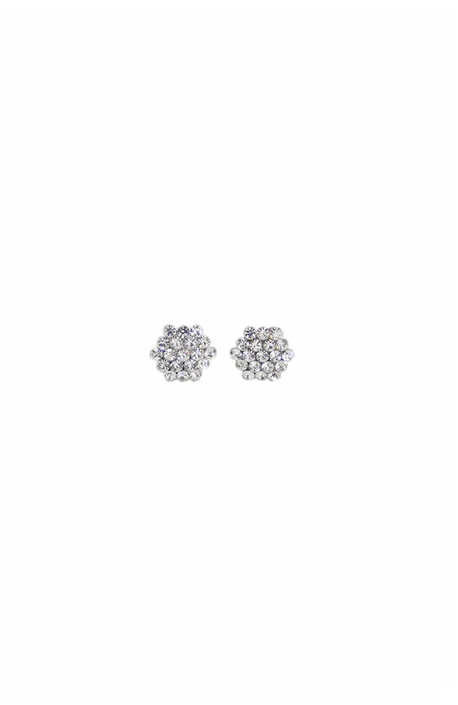 Clear Crystal Honeycomb Cluster Earrings