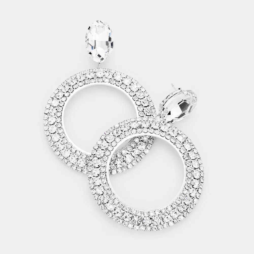 Clear Rhinestone Hoop Earrings | 2.8" | 442134
