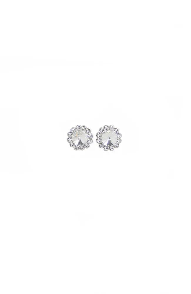 Clip On Crystal Flower Earring
