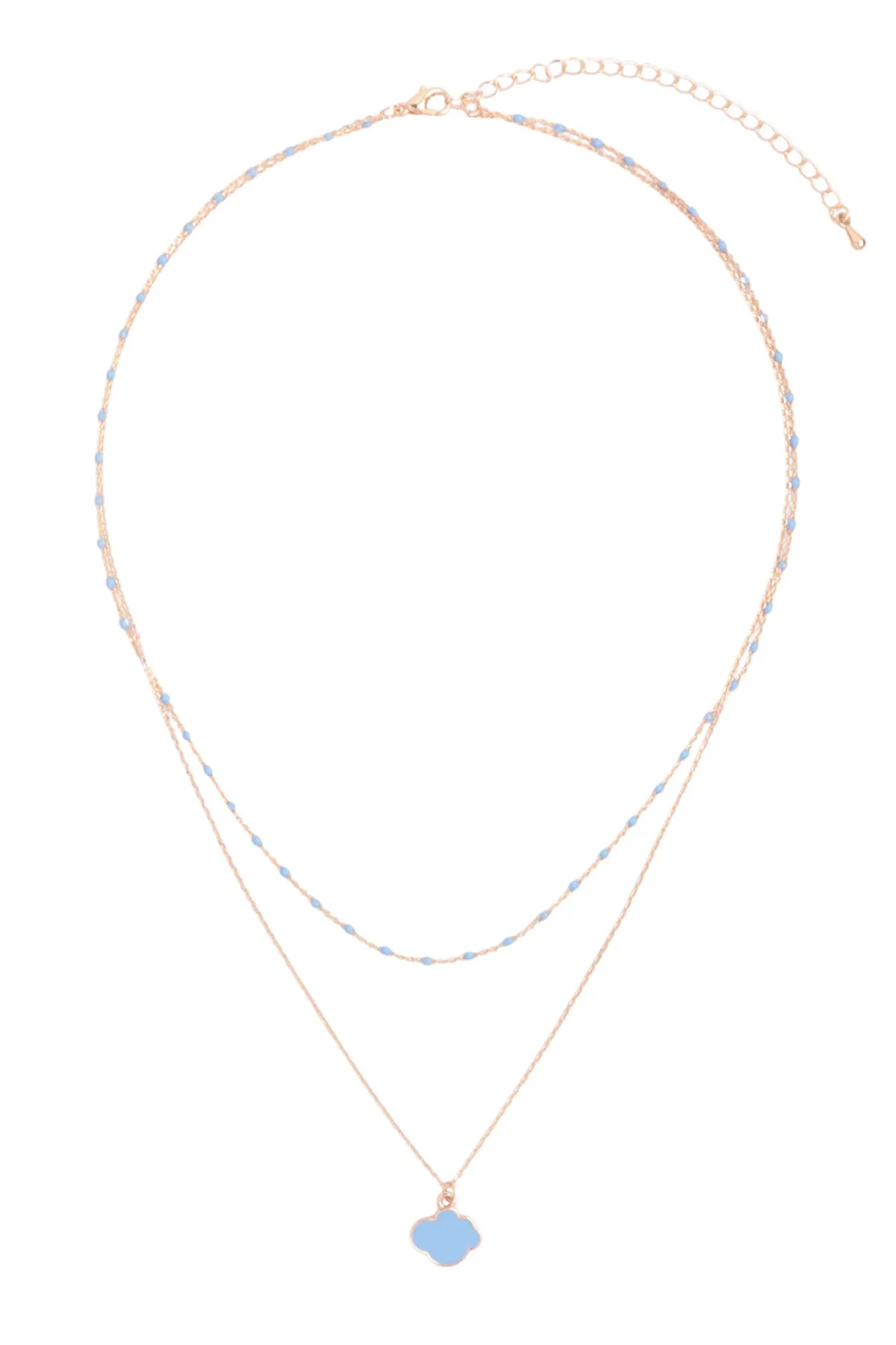 CLOUD COLOR PENDANT LAYERED BRASS NECKLACE