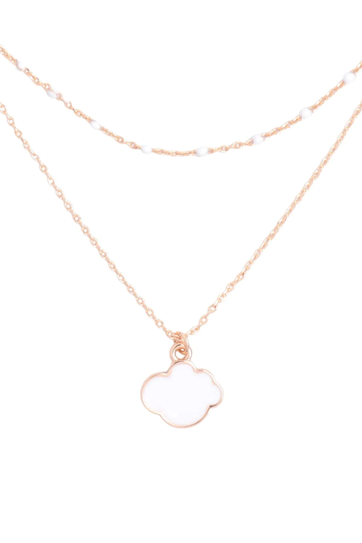 CLOUD COLOR PENDANT LAYERED BRASS NECKLACE