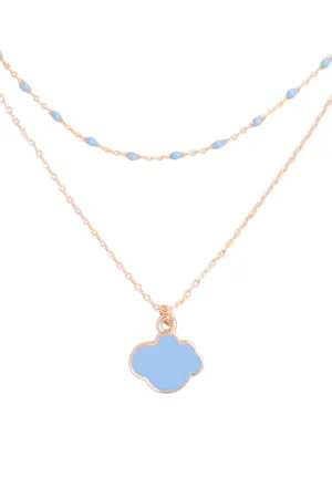 CLOUD COLOR PENDANT LAYERED BRASS NECKLACE