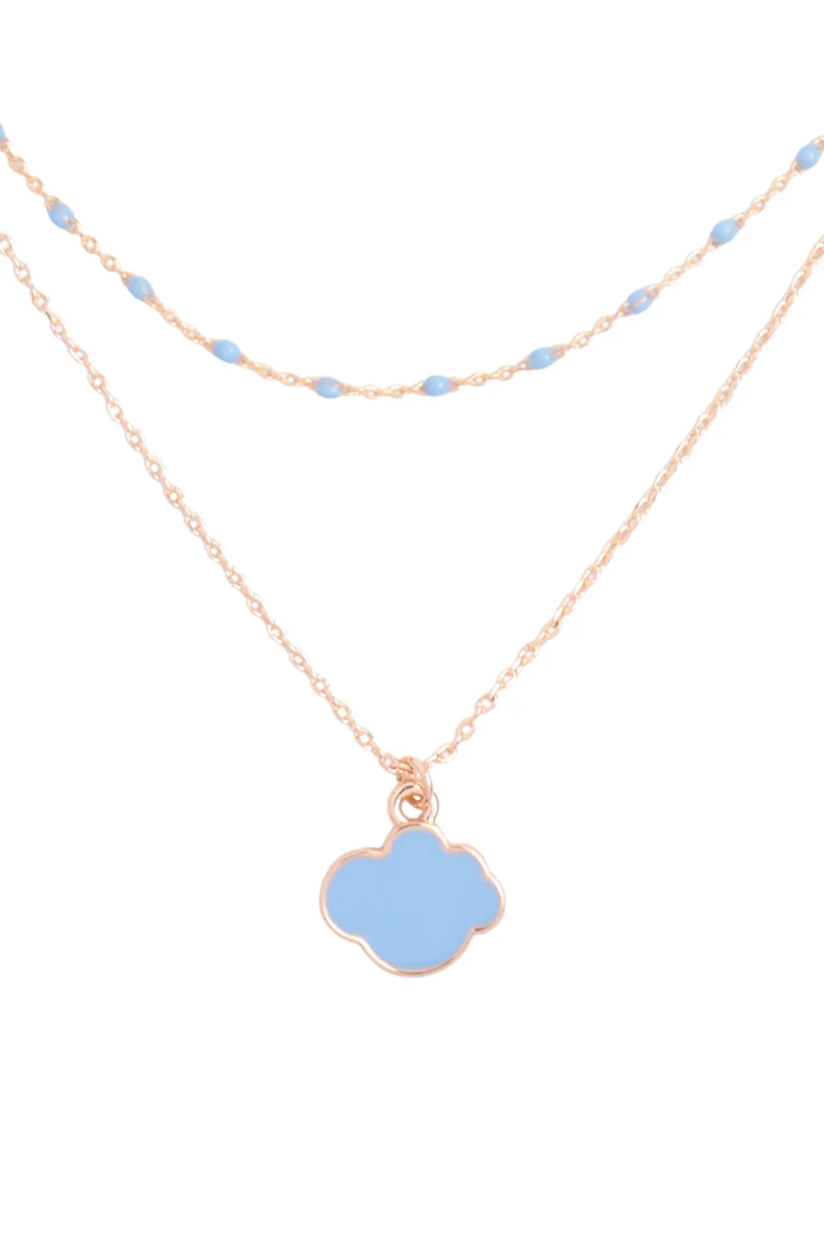 CLOUD COLOR PENDANT LAYERED BRASS NECKLACE