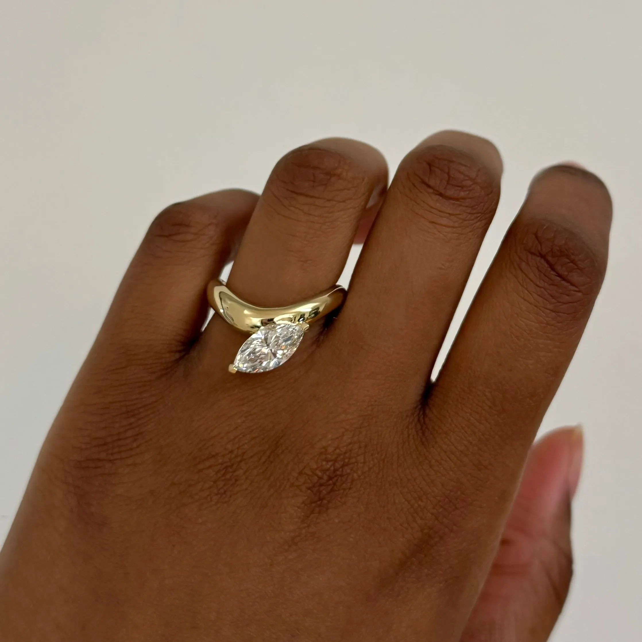 Cloud Offset Marquise Ring