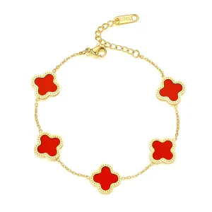 Clover Medallion Link Bracelet – 18K Gold