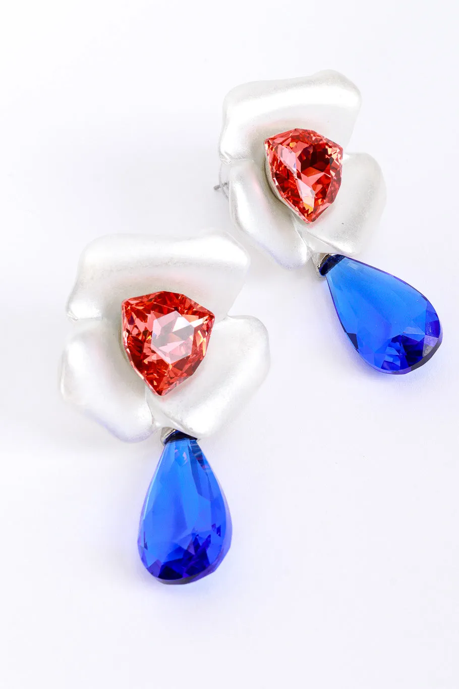 Color Block Crystal Flower Earrings