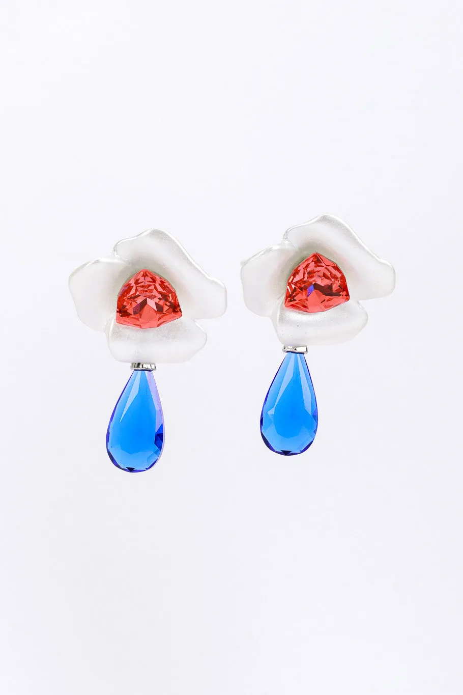 Color Block Crystal Flower Earrings