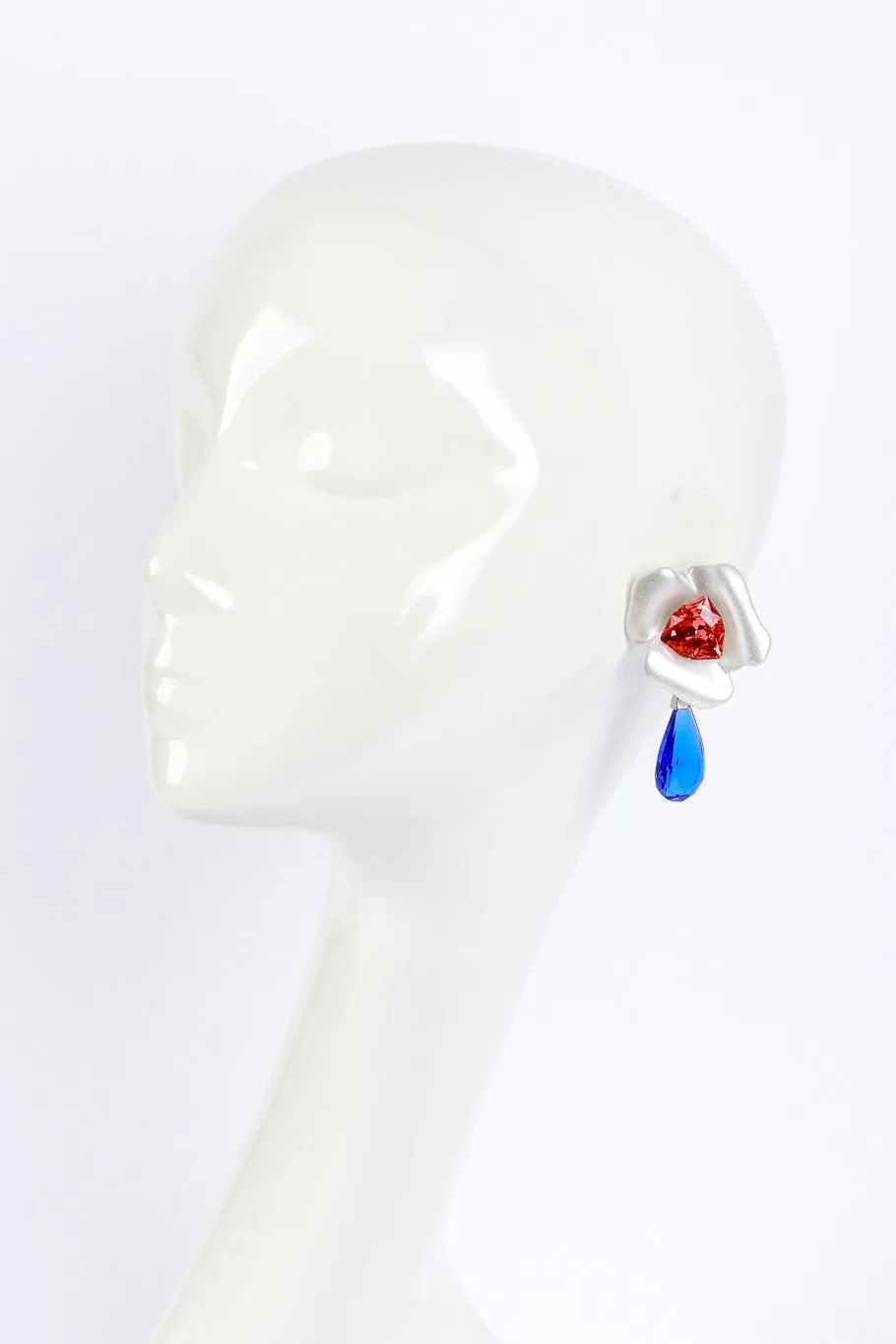 Color Block Crystal Flower Earrings