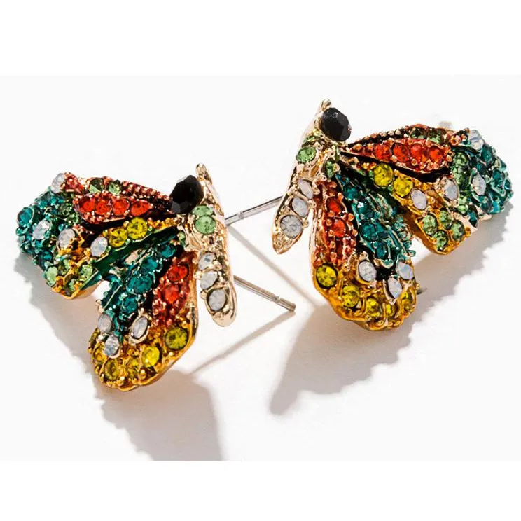 Color Sparkles -- Butterfly Stud Earrings