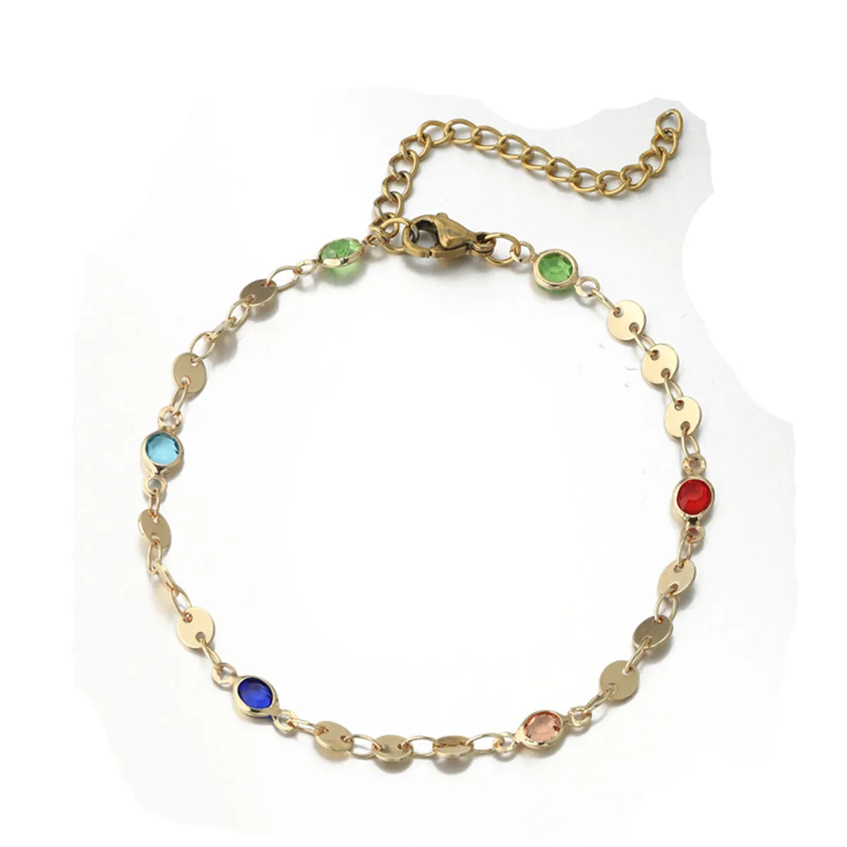 Colored Crystal & 18K Gold-Plated Chain Bracelet