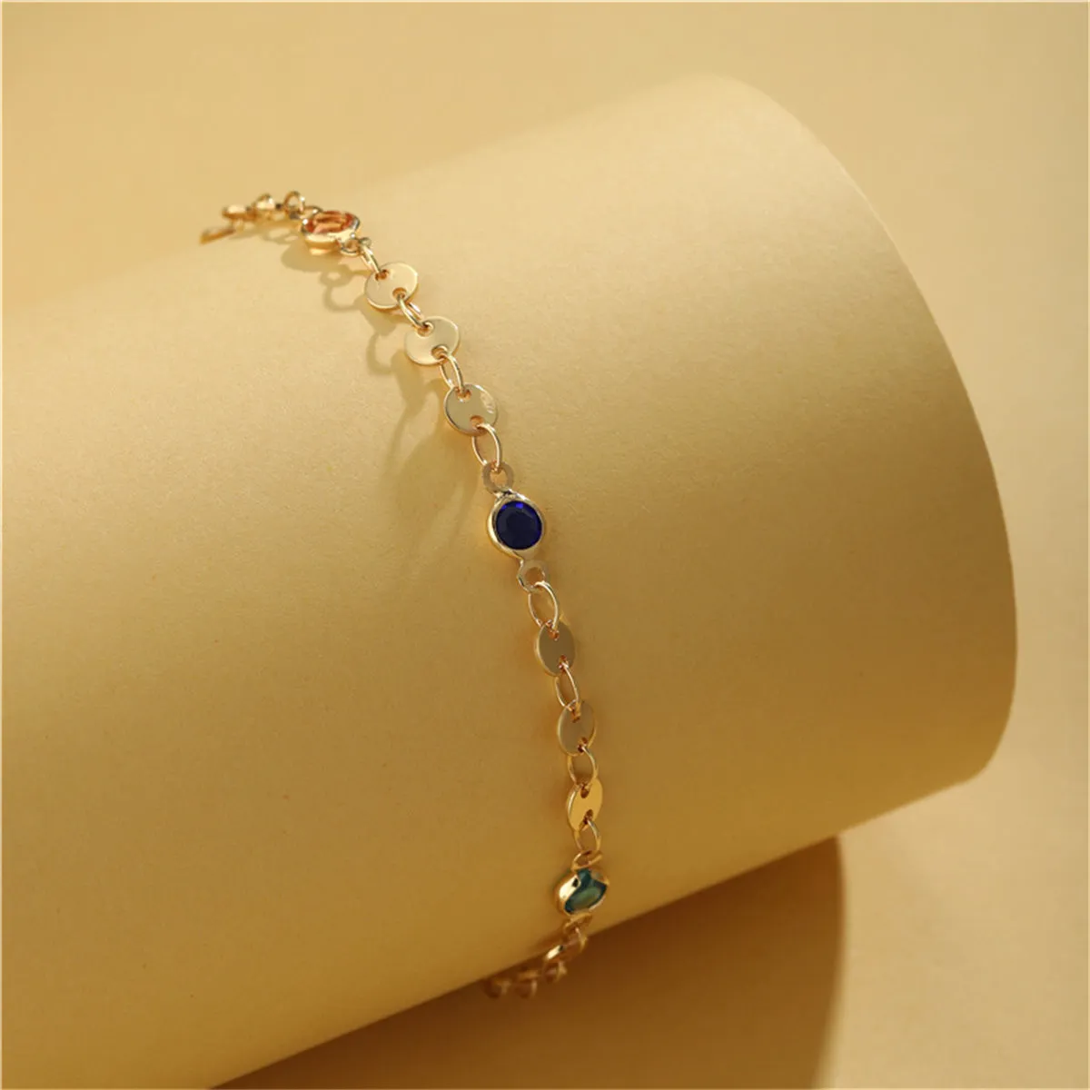 Colored Crystal & 18K Gold-Plated Chain Bracelet
