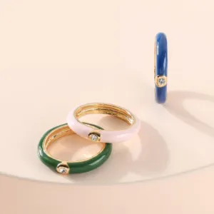 COLORED SIMPLE STYLE ENAMEL RINGS