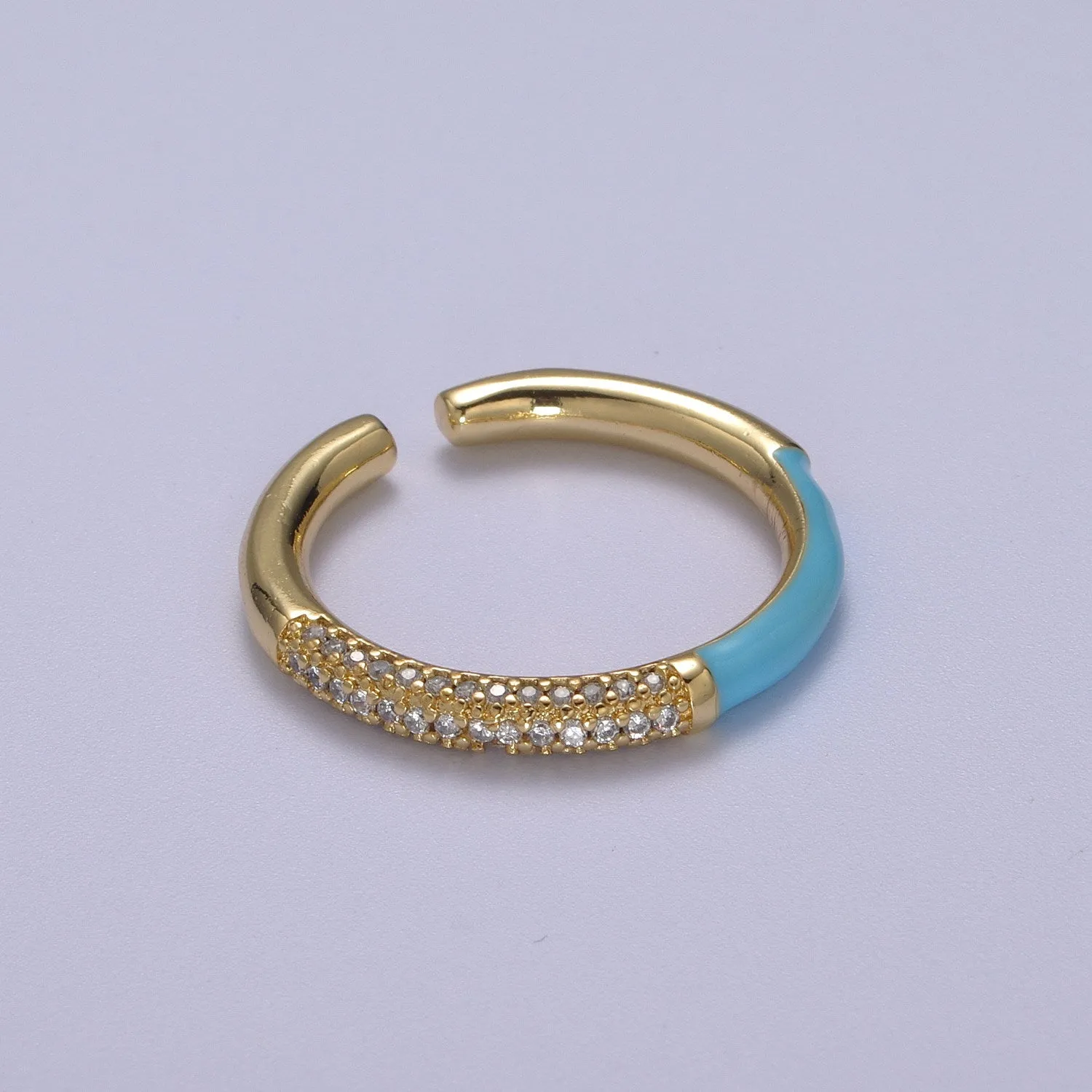 Colorful Enamel Adjustable Ring, 14K Gold Filled CZ Fusion Stacking Ring, Adjustable Ring, Fashion Enamel Jewelry S-170 ~ S-179