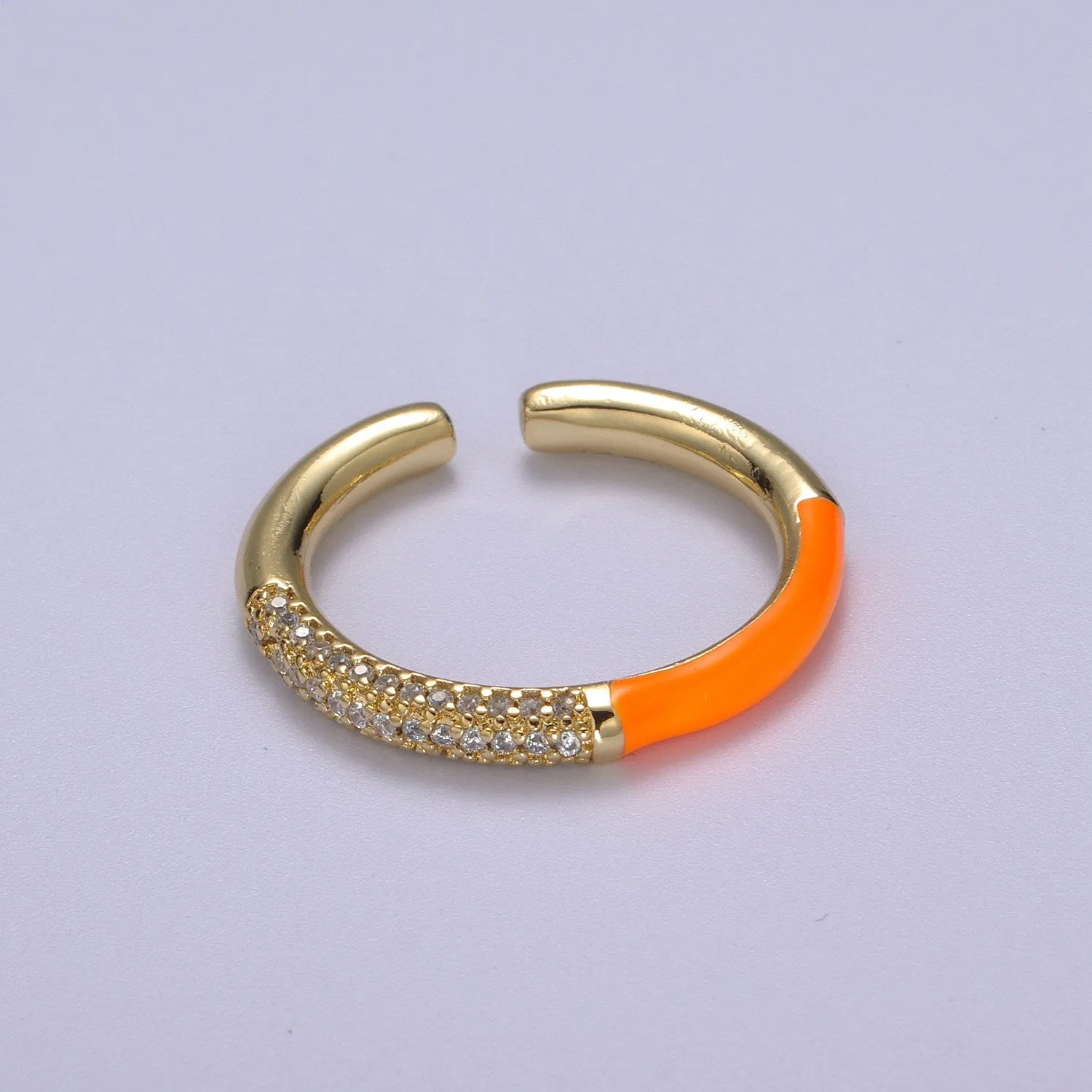 Colorful Enamel Adjustable Ring, 14K Gold Filled CZ Fusion Stacking Ring, Adjustable Ring, Fashion Enamel Jewelry S-170 ~ S-179