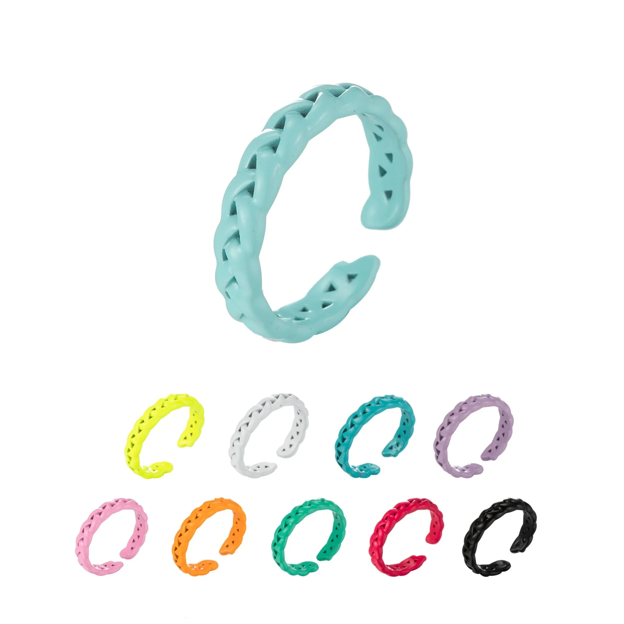 Colorful Enamel Stackable Ring, Curb Chain Ring Y2K Ring Trendy Ring Yellow Green Blue Purple Pink Teal Neon Ring Jewelry Size 6.5