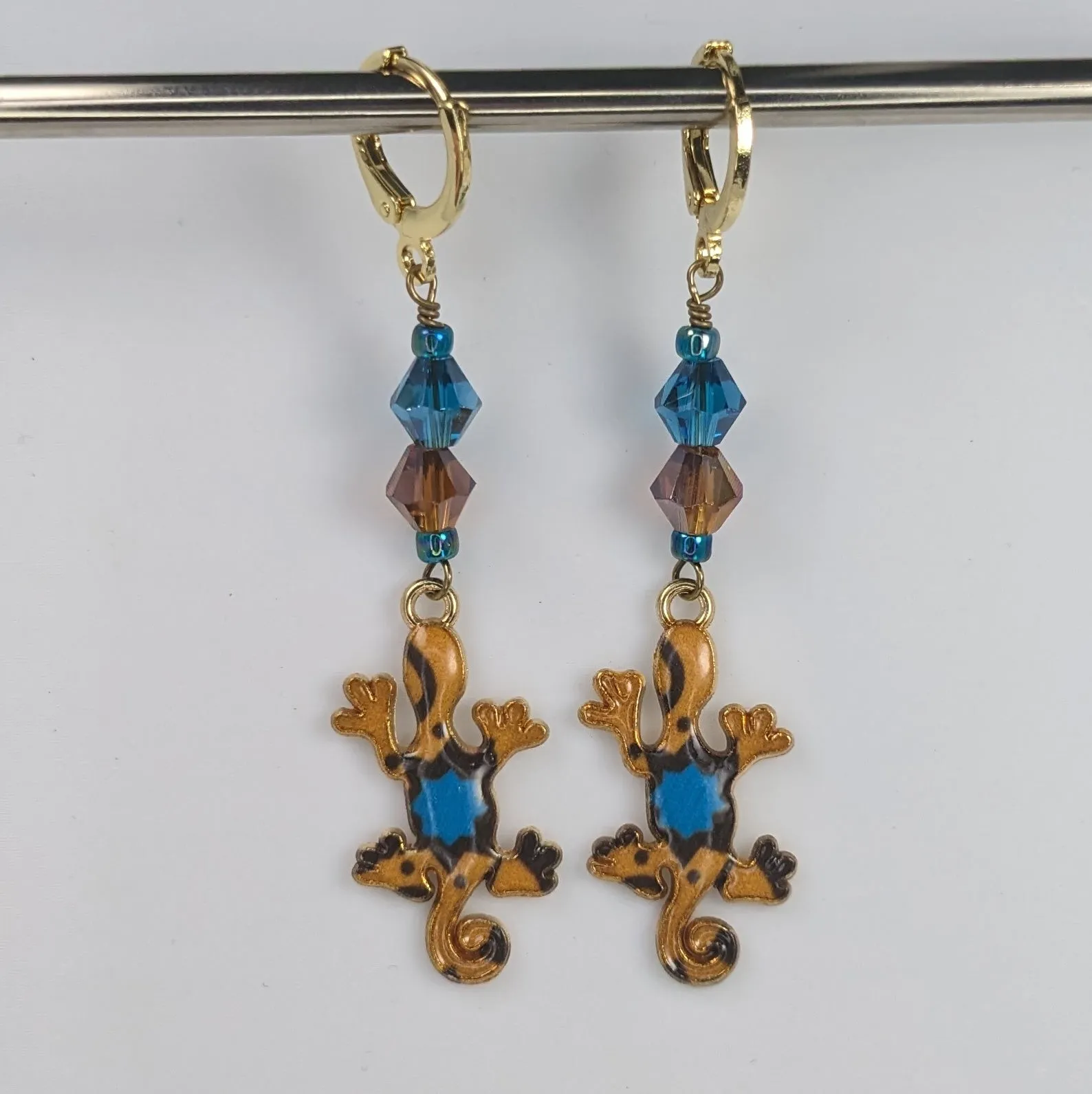Colorful Geckos Earrings & Stitch Markers