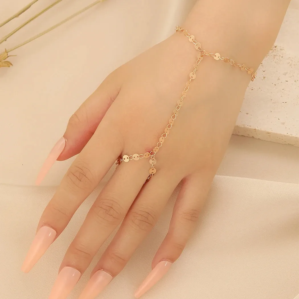 Colorful Zircon Crystal Link Chain Wrist Bracelet For Women Finger Ring Bracelets Trend Statement Jewelry