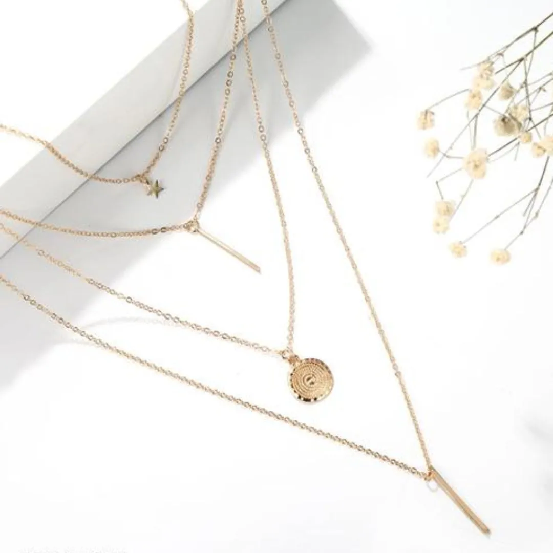 Combo Of 2 Gold Plated Multi Layered Pendant