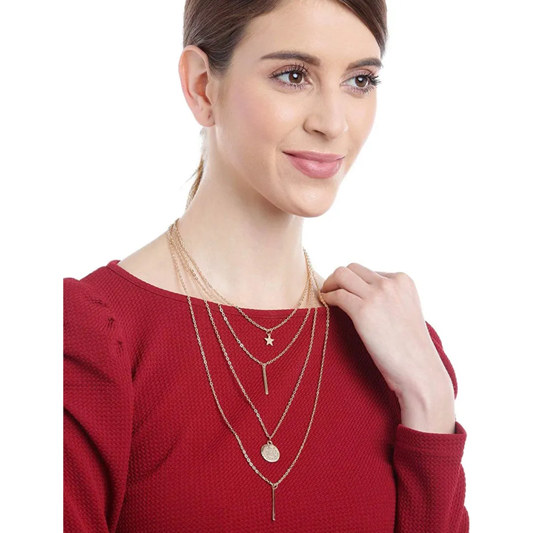 Combo Of 2 Gold Plated Multi Layered Pendant