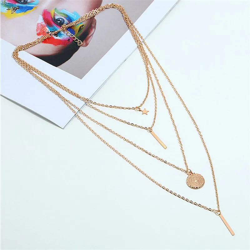 Combo Of 2 Gold Plated Multi Layered Pendant