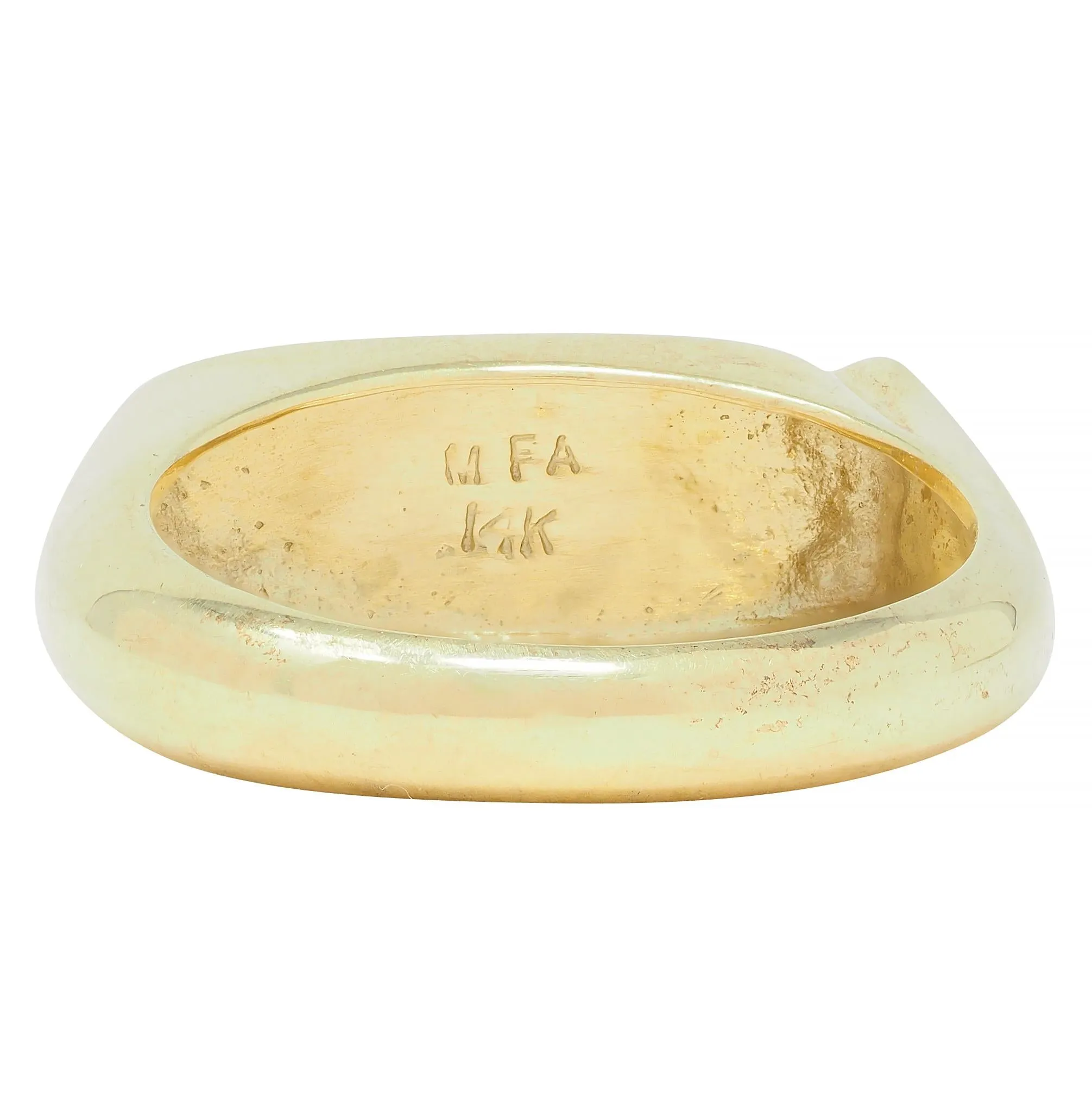 Contemporary Enamel 14 Karat Yellow Gold Egyptian Revival Cartouche Signet Ring
