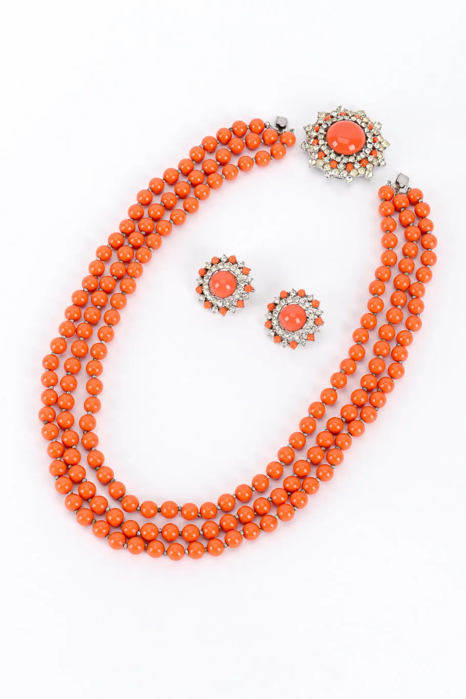 Coral Bead Necklace & Earring Set