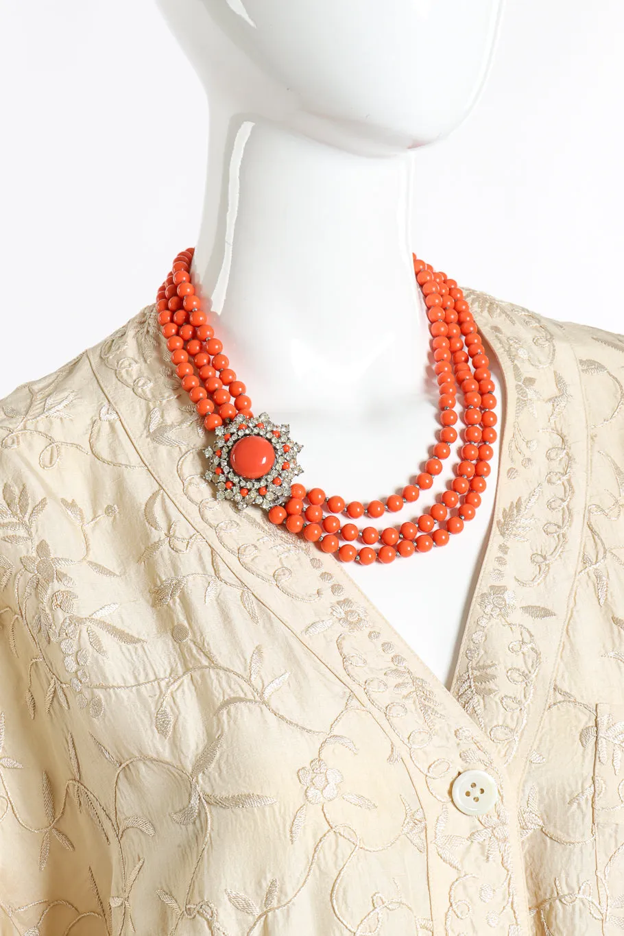 Coral Bead Necklace & Earring Set