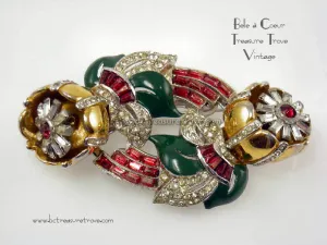 Coro Duette Quivering Camellia Separable Brooch Vintage 1938