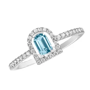 Couleur Sculptural Ring Aquamarine, 18k White Gold with DAVIDOR Arch Cut and Brilliant Diamonds