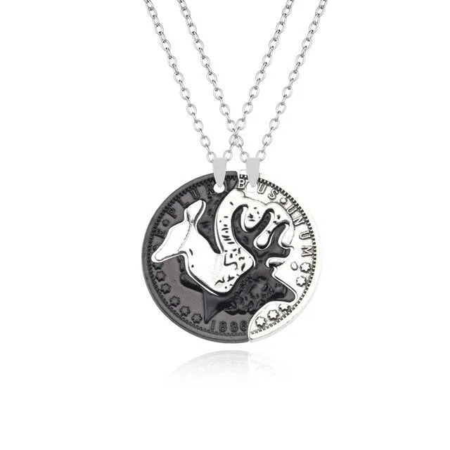 Couples or Siblings Elk Deer Long Maxi Necklaces & Pendant