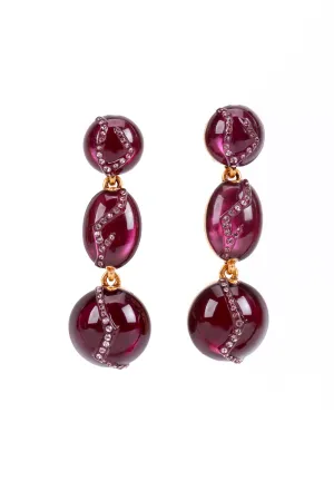 Crawling Crystal Cabochon Drop Earrings