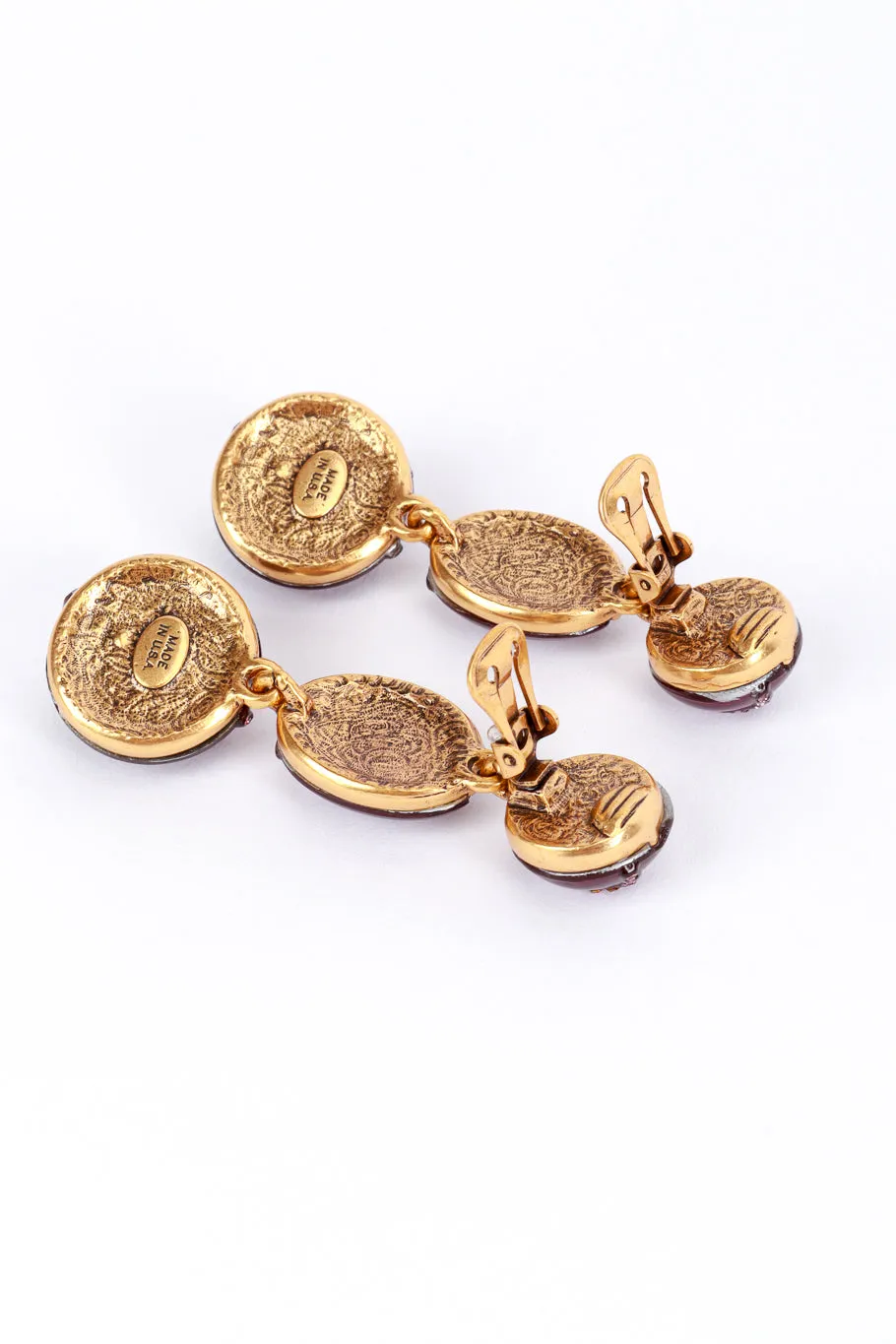 Crawling Crystal Cabochon Drop Earrings