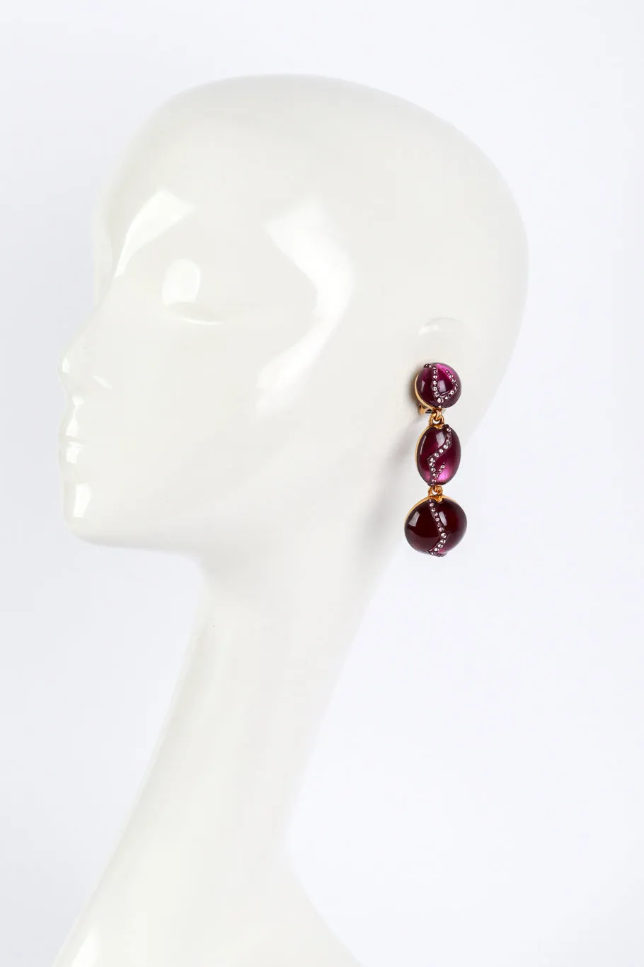 Crawling Crystal Cabochon Drop Earrings
