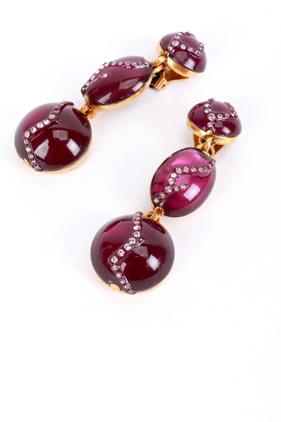 Crawling Crystal Cabochon Drop Earrings